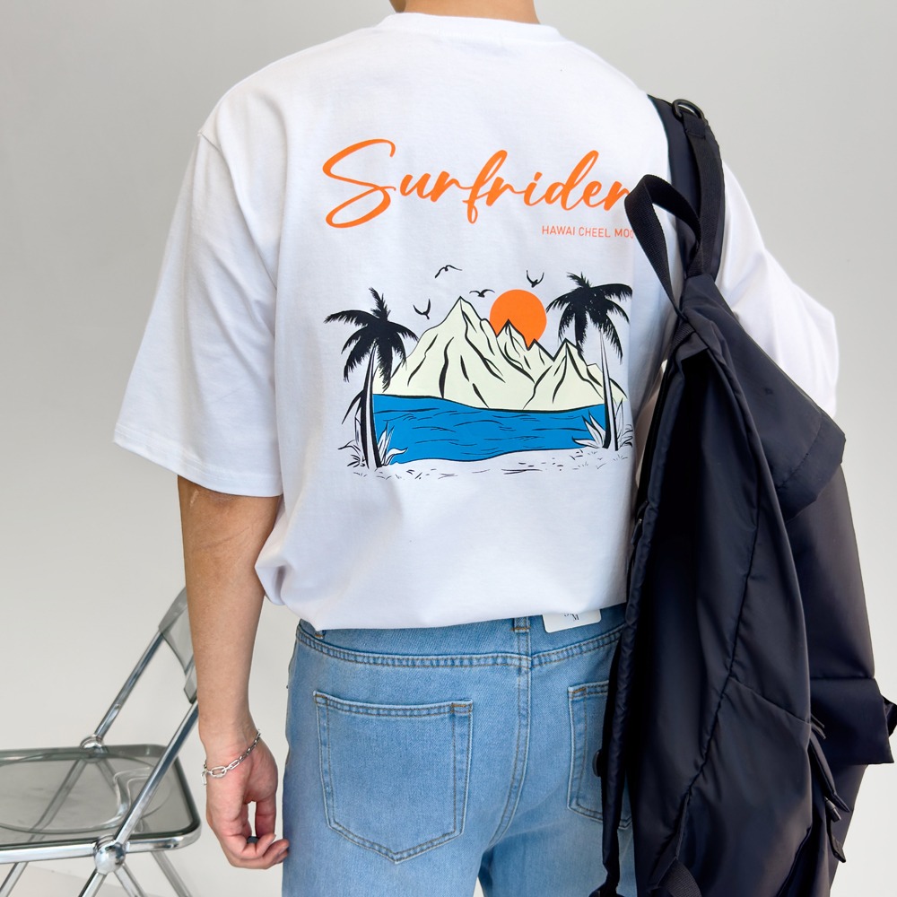 서핑 하와이 오버핏 반팔 티셔츠 4컬러