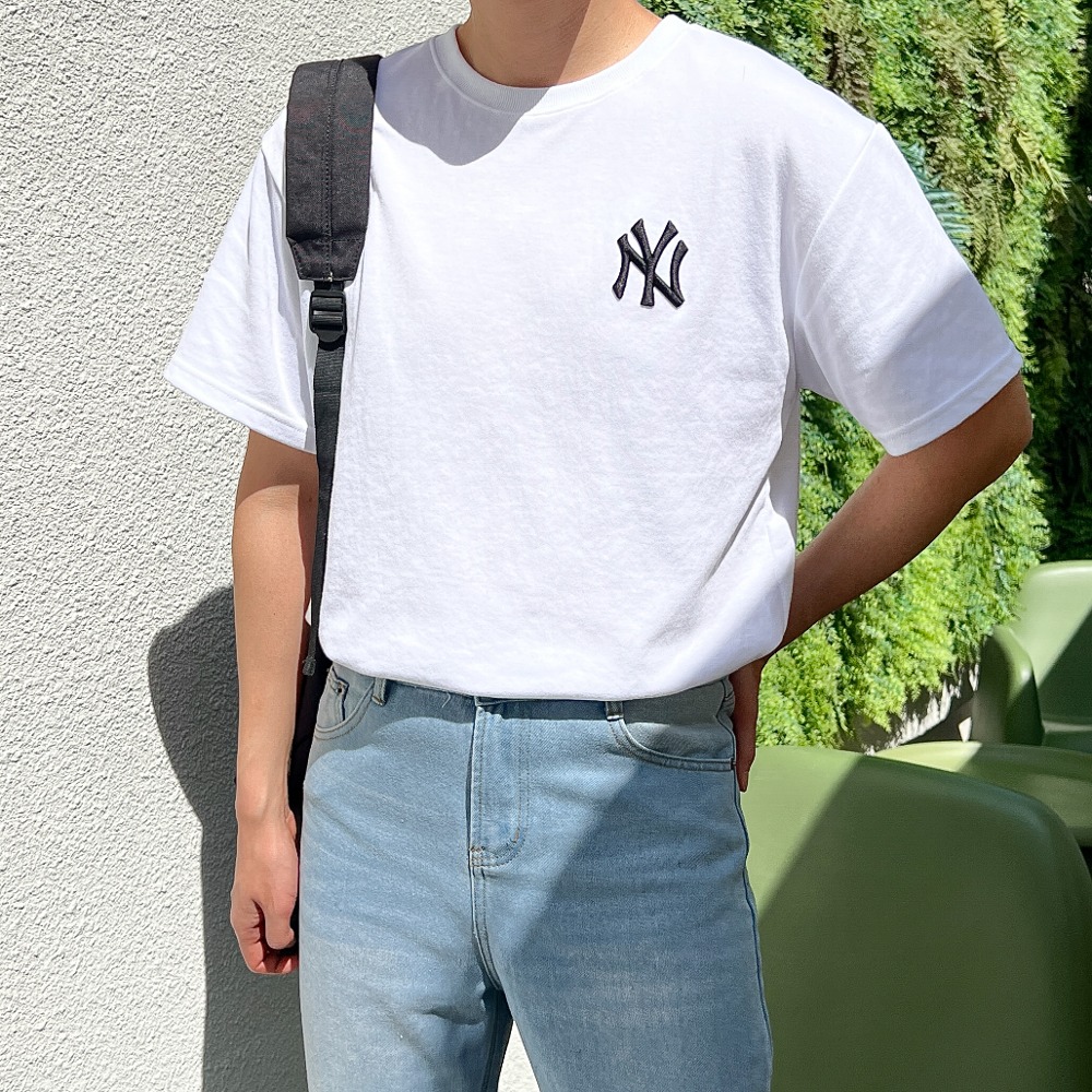NY 자수 오버핏 반팔 티셔츠 4c