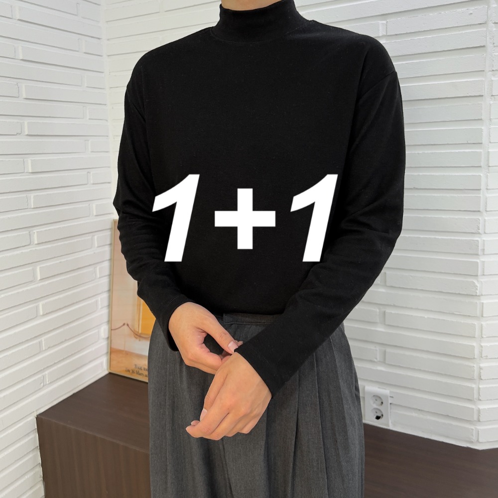 [1+1]루즈핏 반폴라 니트 티셔츠 10c