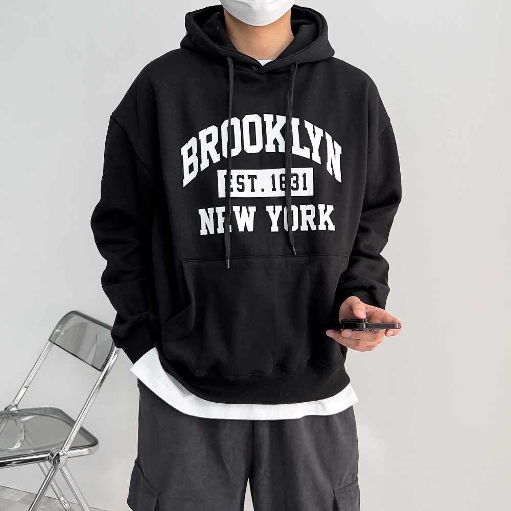 [일반&amp;기모] 브루클린 오버핏 후드 티셔츠 3컬러